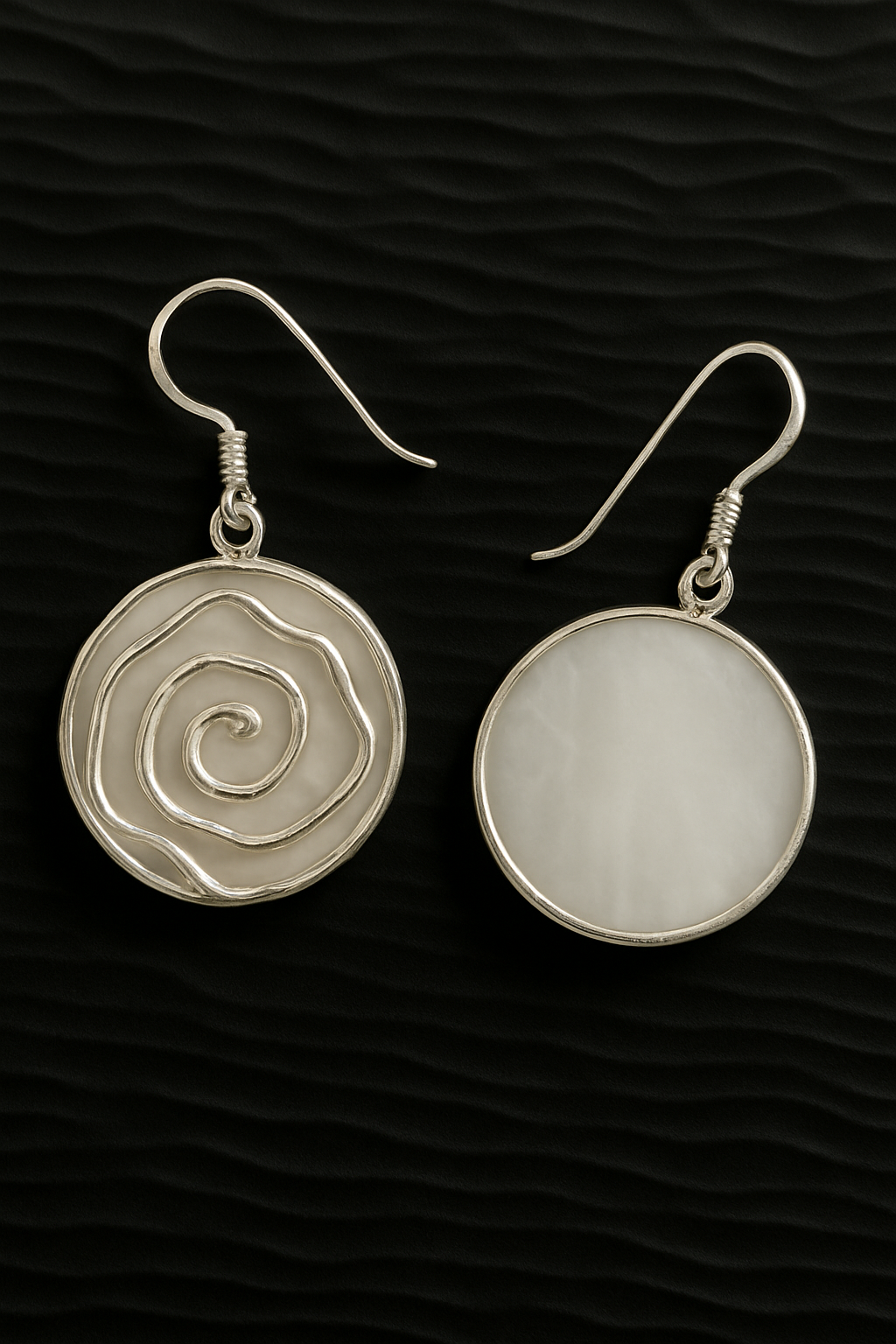 Dual-Sided Swirl Earrings - Mother of Pearl & 925 Silver