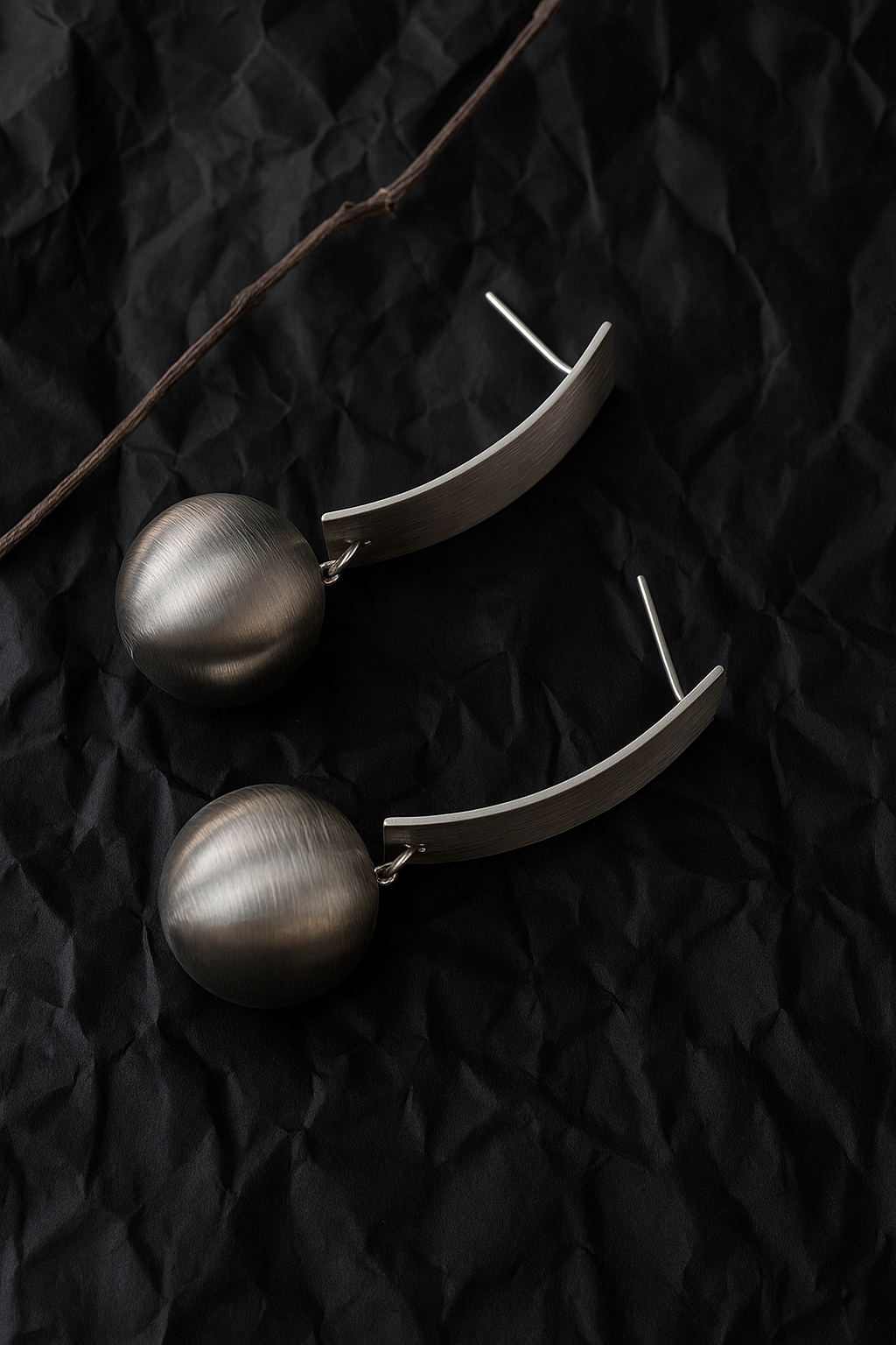 Silver Curve Drop Earrings