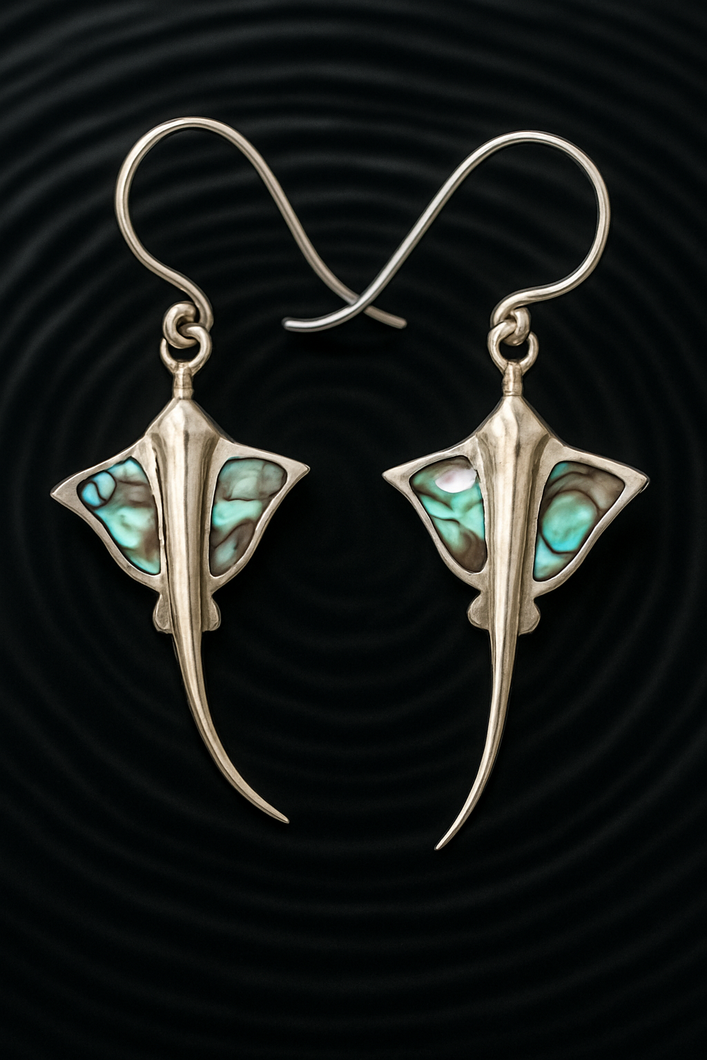 925 Silver Stingray Abalone Drops