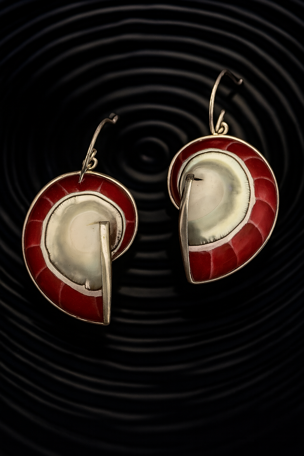 925 Silver Whispers of Red Shells Earrings