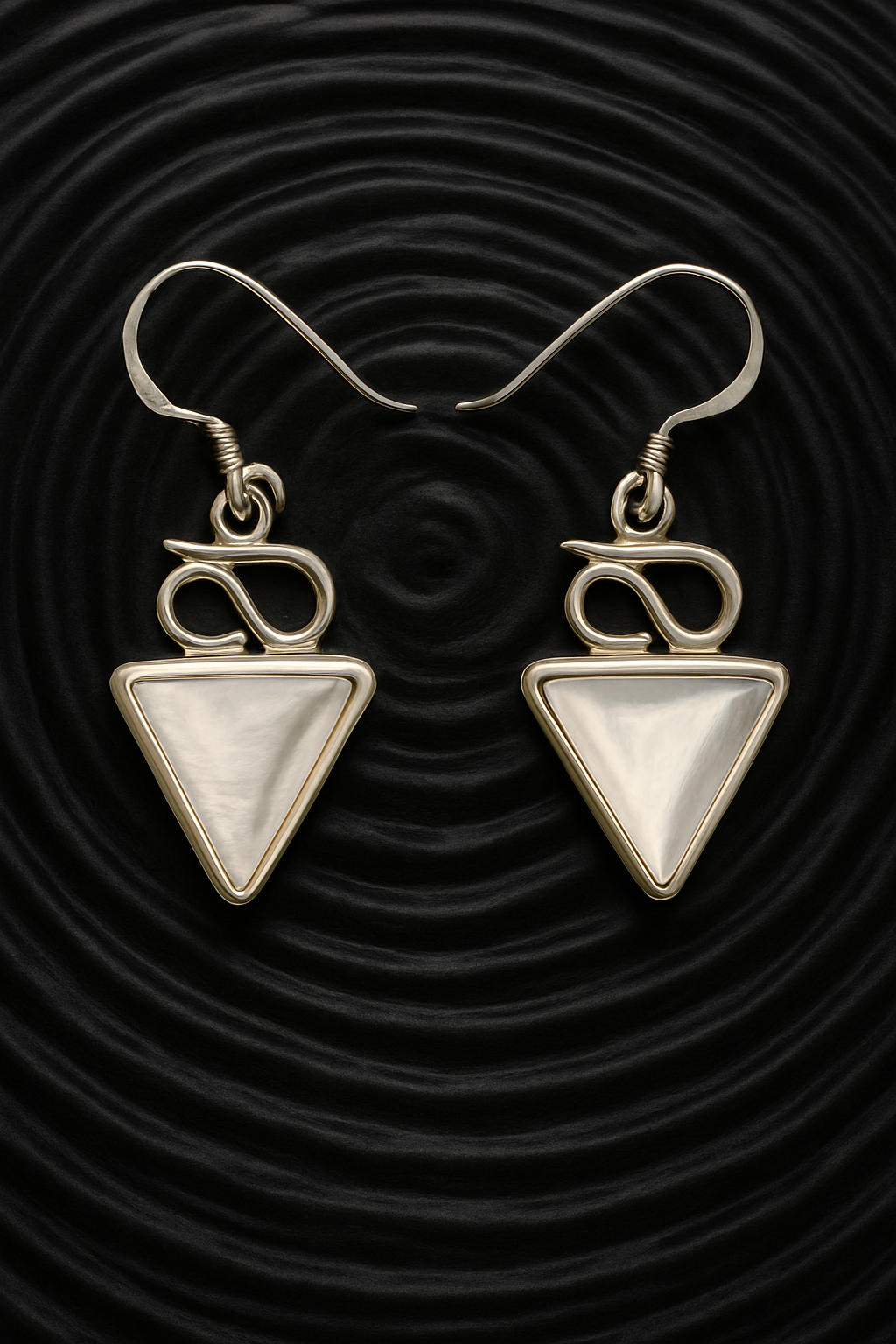 Mother of Pearl Triangles with 925 Sliver drop Hooks