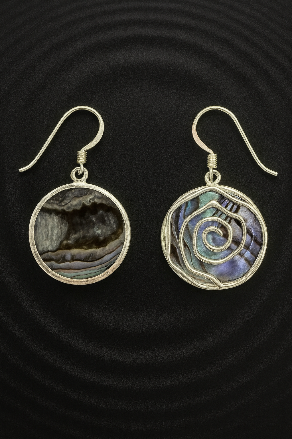 Dual-Sided Swirl Earrings - Abalone & 925 Silver