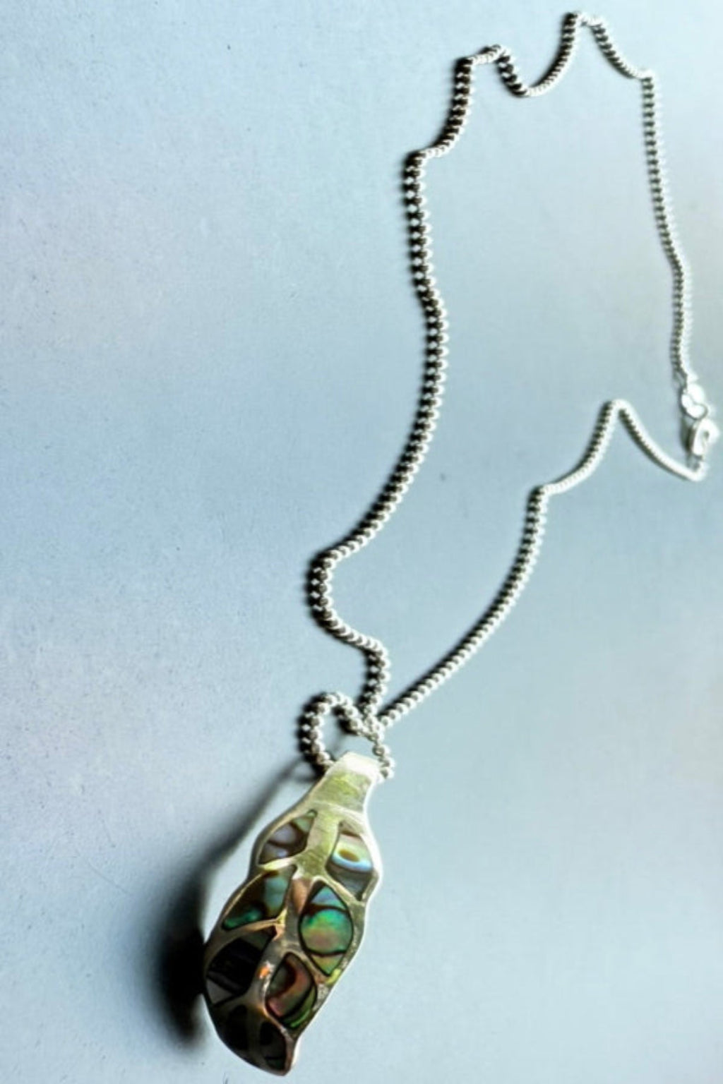 Ocean Leaf Pendant & Chain - Abalone & 925 Silver