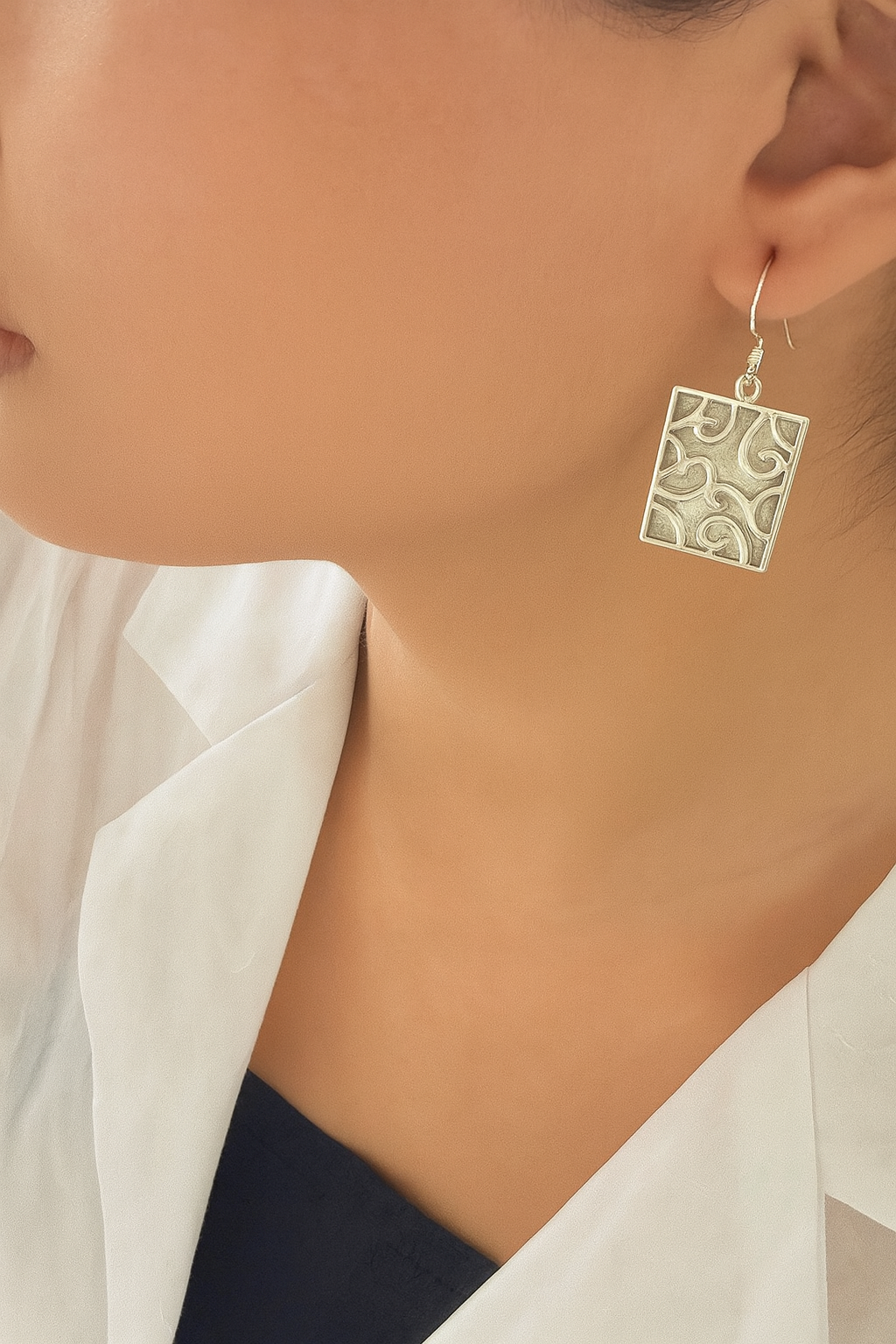 Dual-Sided Rectangle Earrings - MOP & 925 Silver
