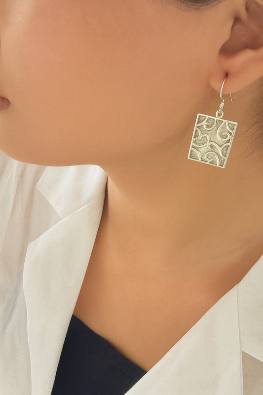 Dual-Sided Rectangle Earrings - MOP & 925 Silver