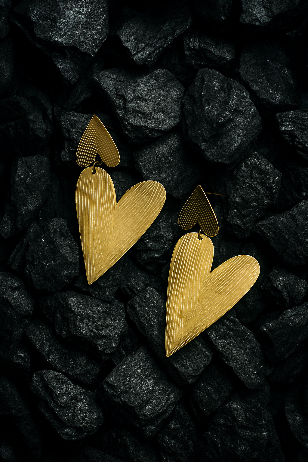 Metallic Heart Drop Earrings
