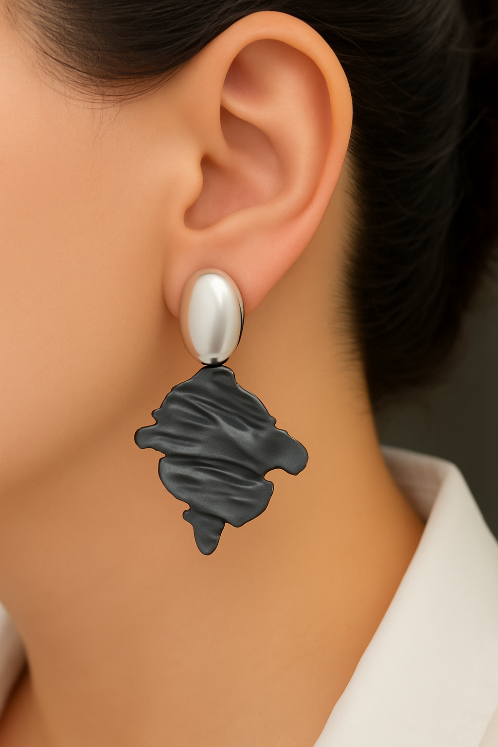 Black Wave Drop Earrings