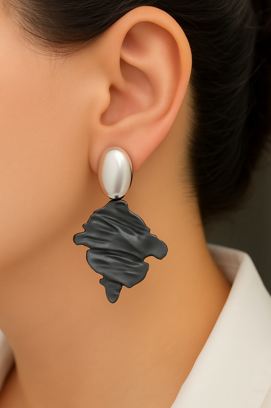 Black Wave Drop Earrings