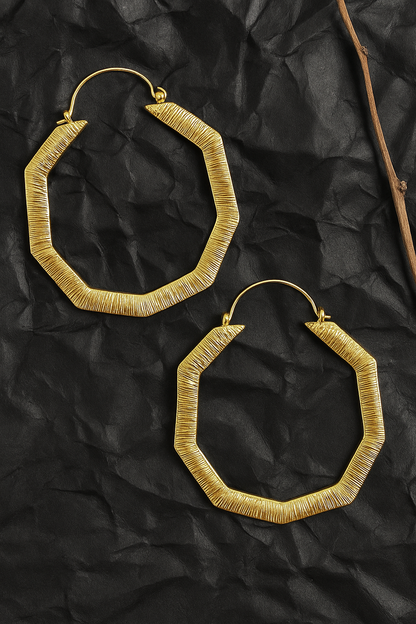 Champagne Hexa Hoop Earrings