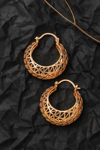 Rose Boat Hoop Earrings