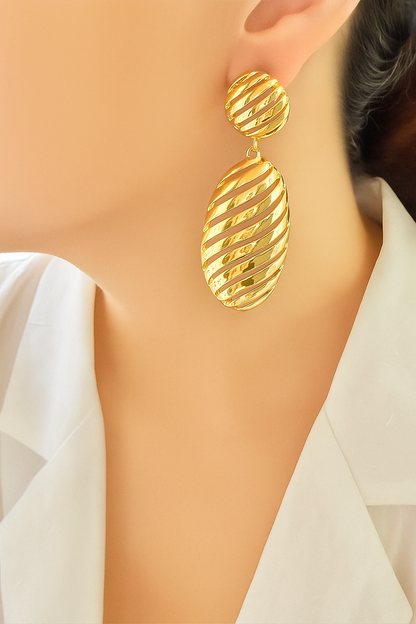 Metallic Groove Drop Earrings