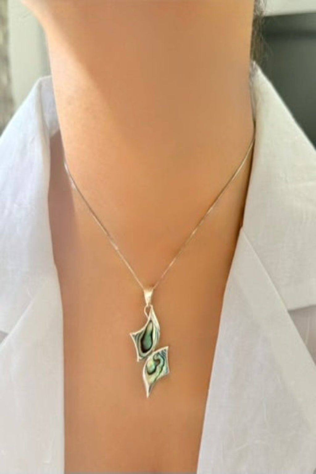 Dancing Tide Pendant - Abalone & 925 Silver