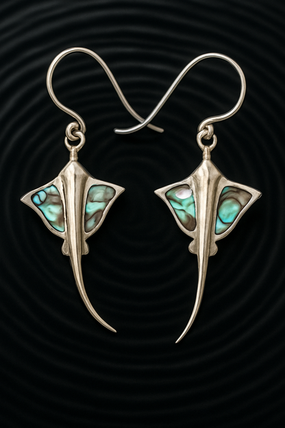 925 Silver Stingray Abalone Drops