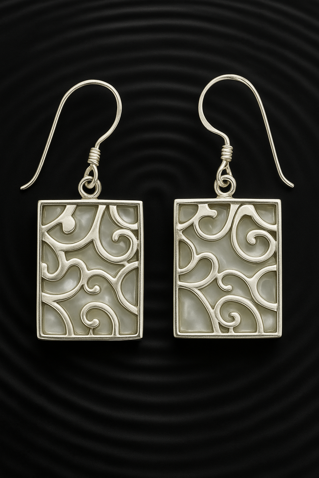 Dual-Sided Rectangle Earrings - MOP & 925 Silver