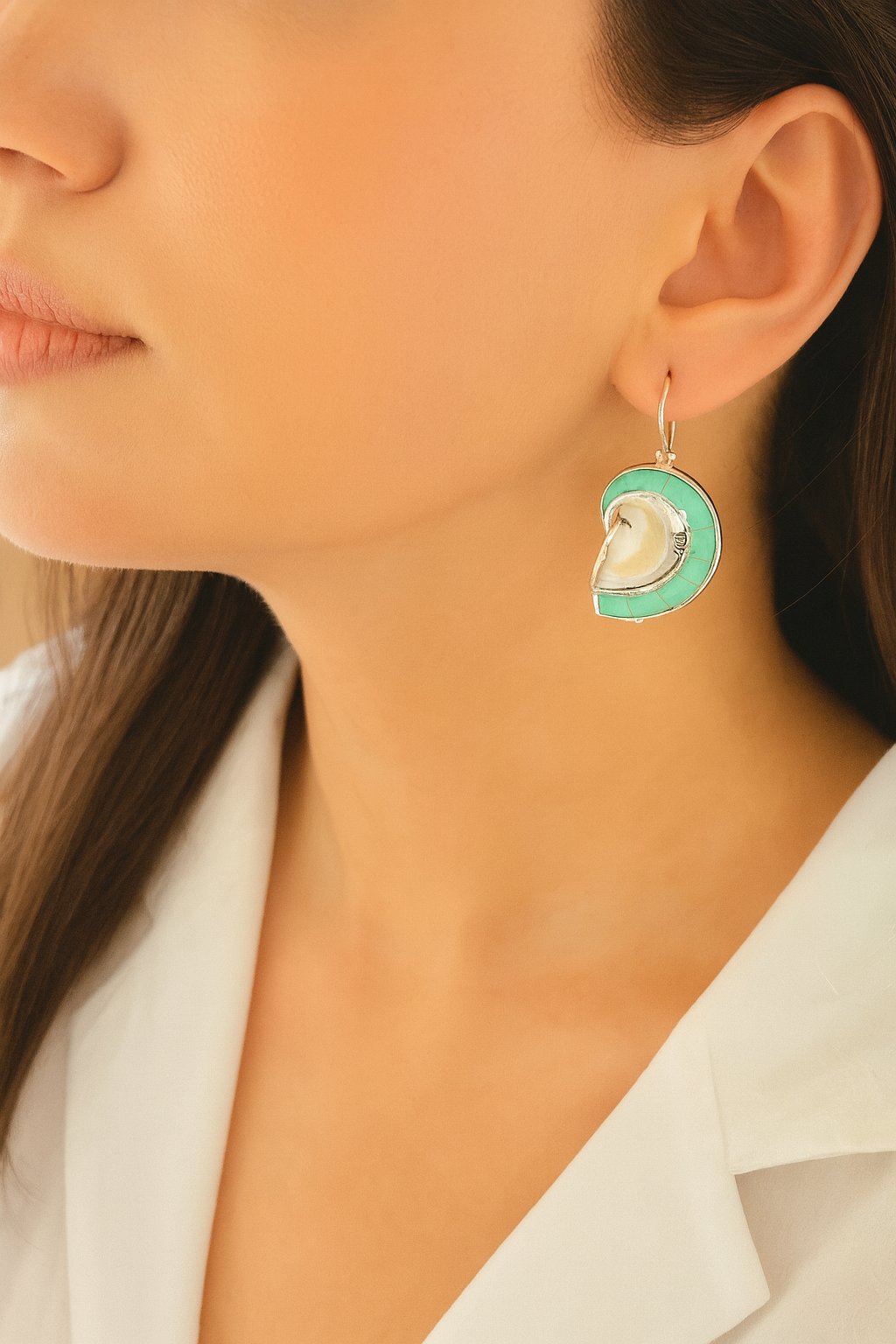 925 Silver Whispers of Turquoise Shells Earrings