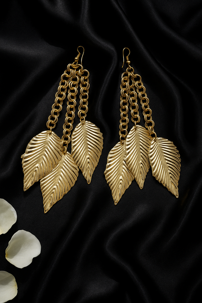Champagne Leaf Cluster Earrings