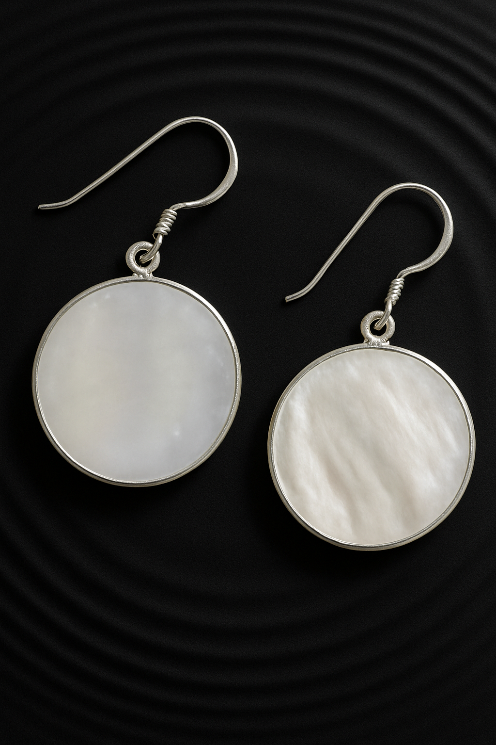 Dual-Sided Circle Earrings - Mother of Pearl & 925 Silver