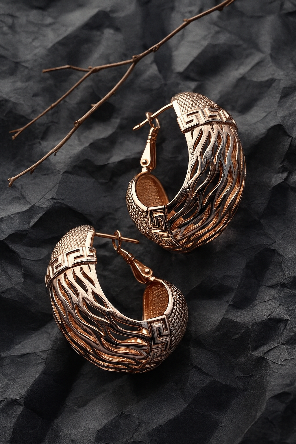 Rose Webbed Hoop Earrings