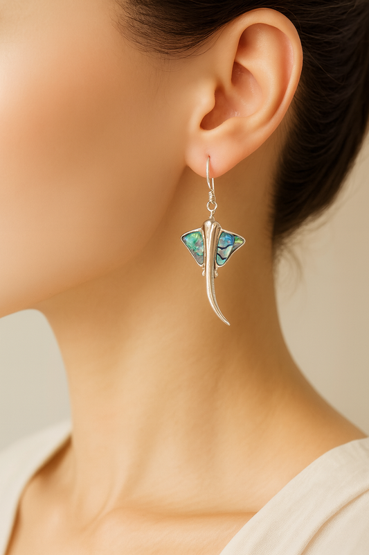 925 Silver Stingray Abalone Drops