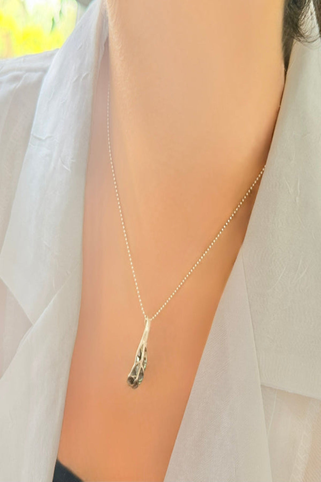 Ocean Leaf Pendant & Chain - Abalone & 925 Silver