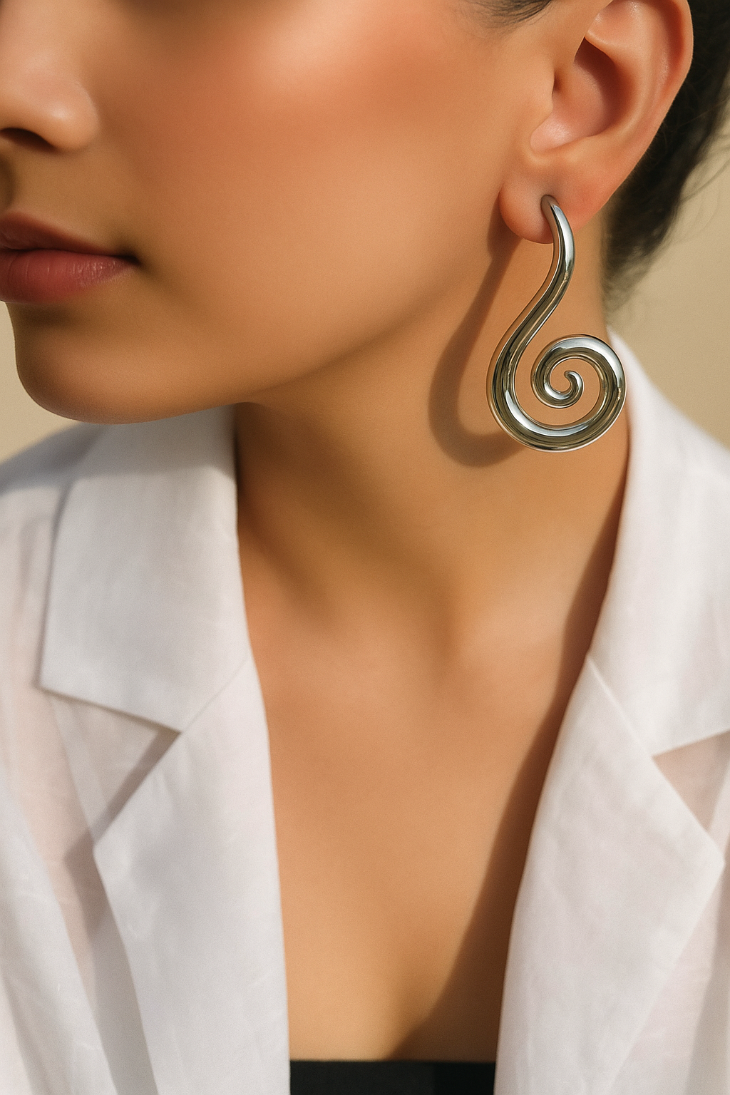 Silver Twist Drop Earrings