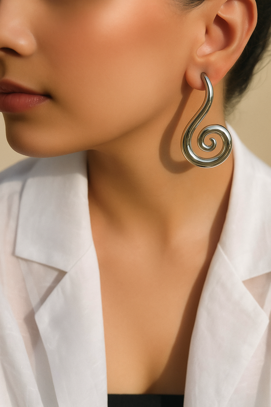 Silver Twist Drop Earrings