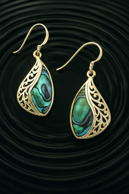 925 Silver & Abalone Teardrop Drop Hooks