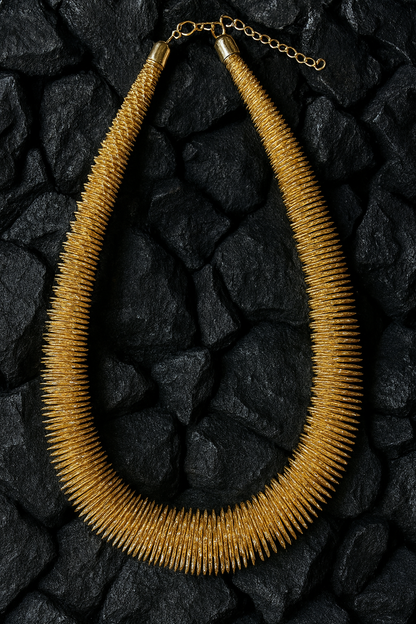 Golden Spiral Collar Necklace
