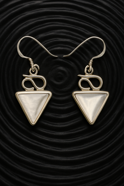 Mother of Pearl Triangles with 925 Sliver drop Hooks