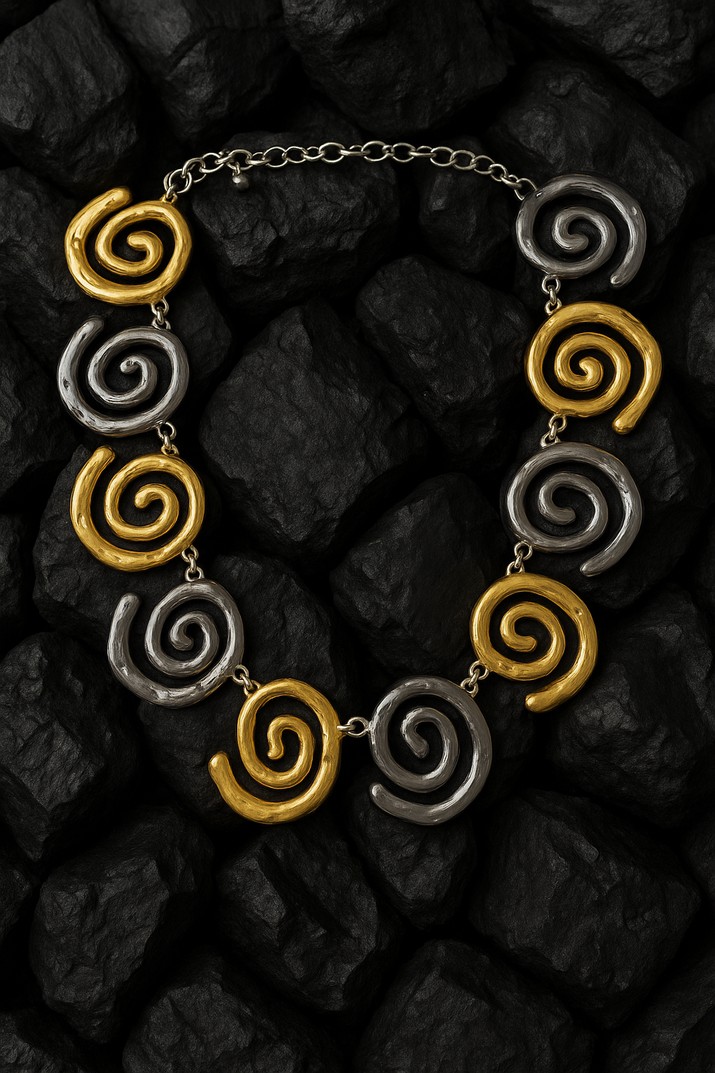 Dual Swirl Statement Necklace