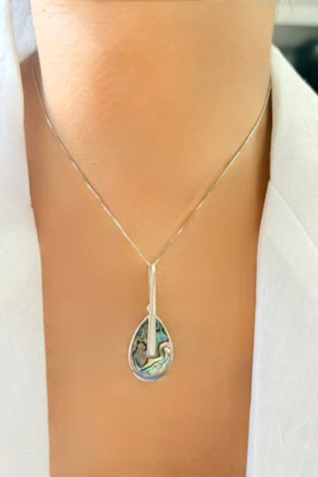 Teardrop Pendulum Pendant - Abalone & 925 Silver