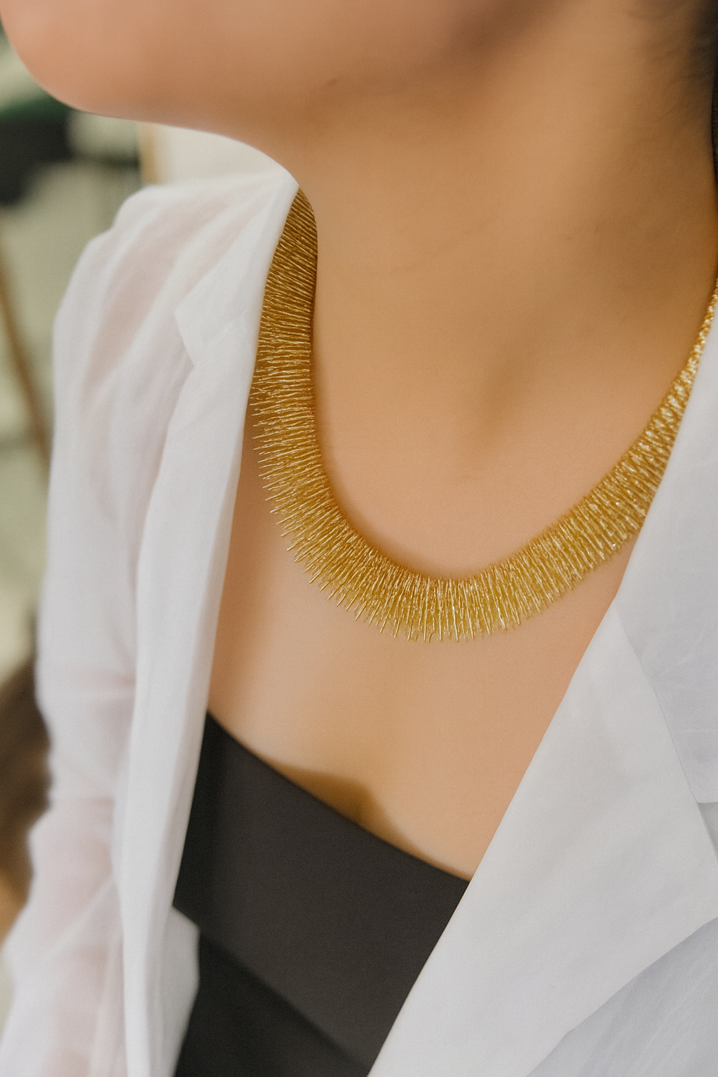 Golden Spiral Collar Necklace