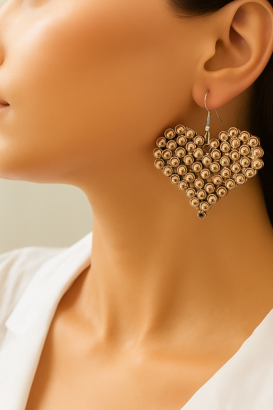 Golden Heart Bling Earrings