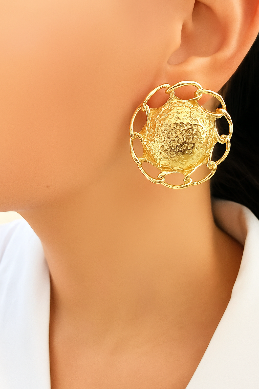 Champagne Hoop Studs