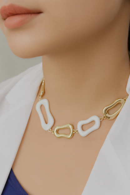 Dual Sculpted Modern Necklace