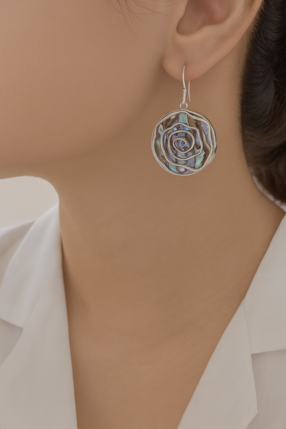 Dual-Sided Swirl Earrings - Abalone & 925 Silver