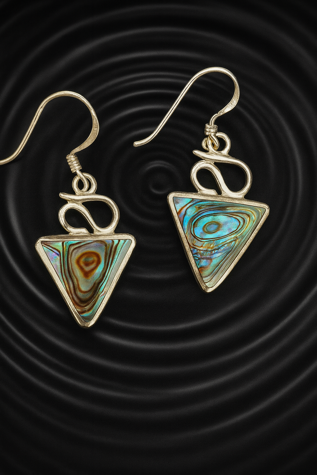 Abalone Triangles with 925 Sliver Drop Hooks