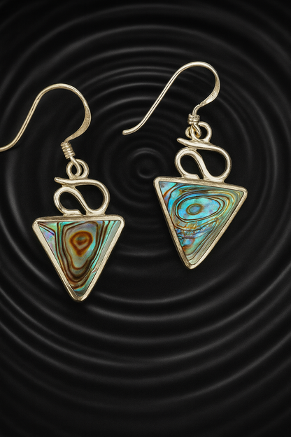 Abalone Triangles with 925 Sliver Drop Hooks