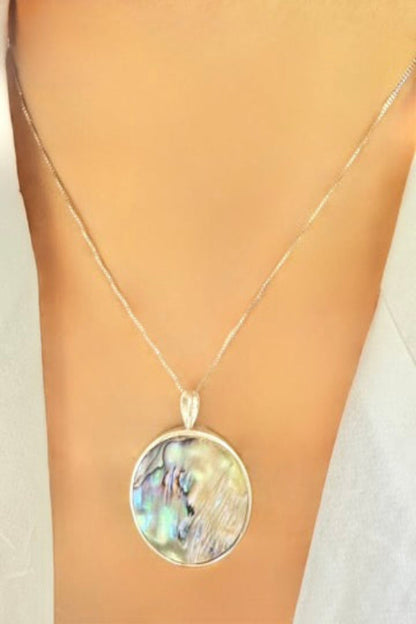 Dual-Sided Swirl Pendant - Abalone & 925 Silver