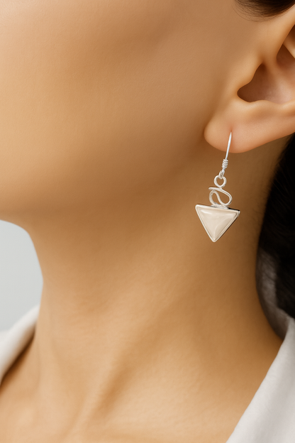 Mother of Pearl Triangles with 925 Sliver drop Hooks