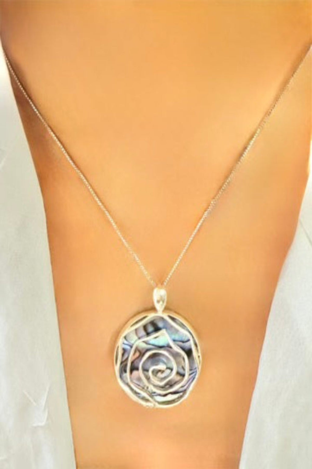 Dual-Sided Swirl Pendant - Abalone & 925 Silver