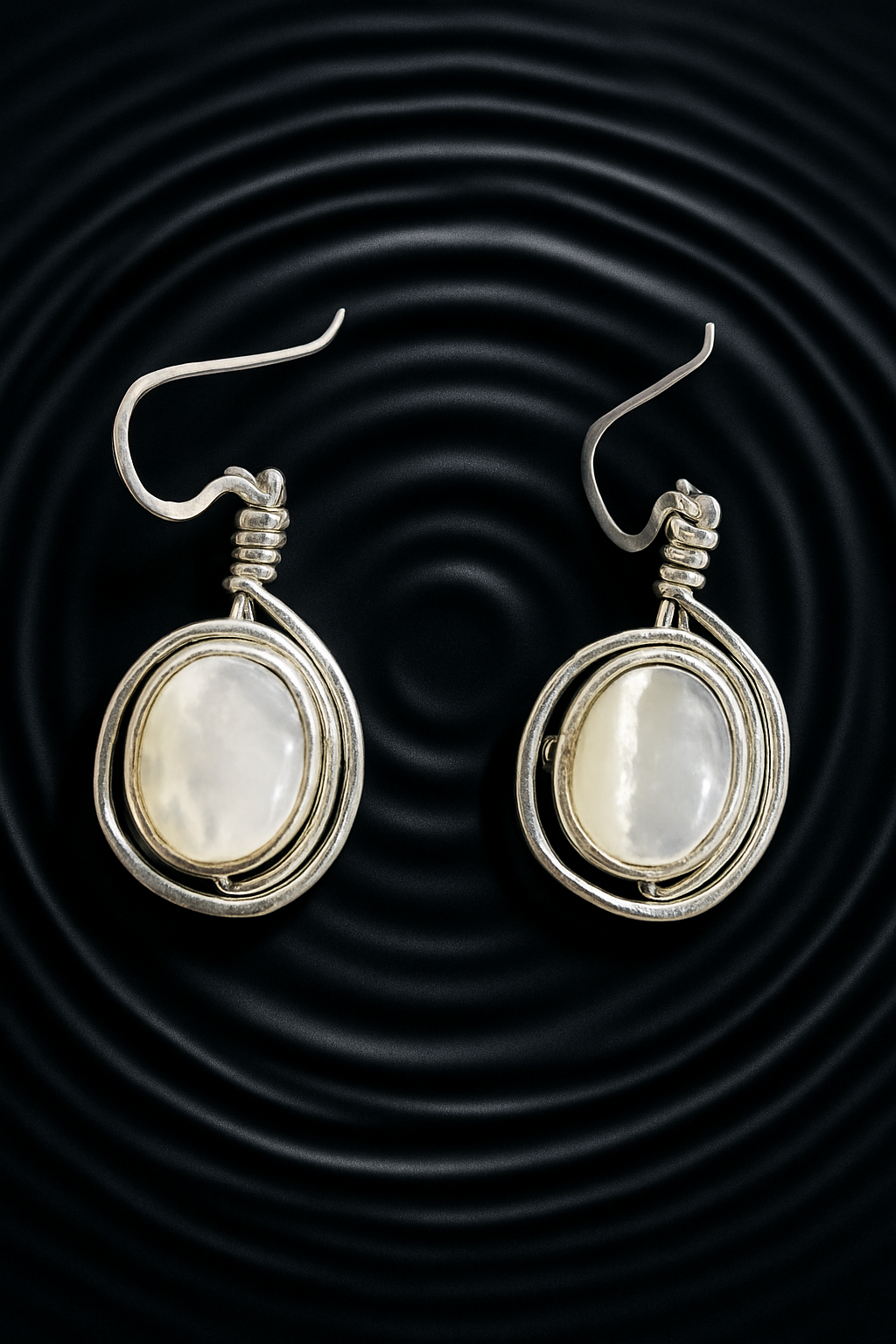 Aqua Orbit Earrings - Mother of Pearl & 925 Silver