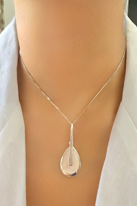 Teardrop Pendulum Pendant - Mother of Pearl & 925 Silver