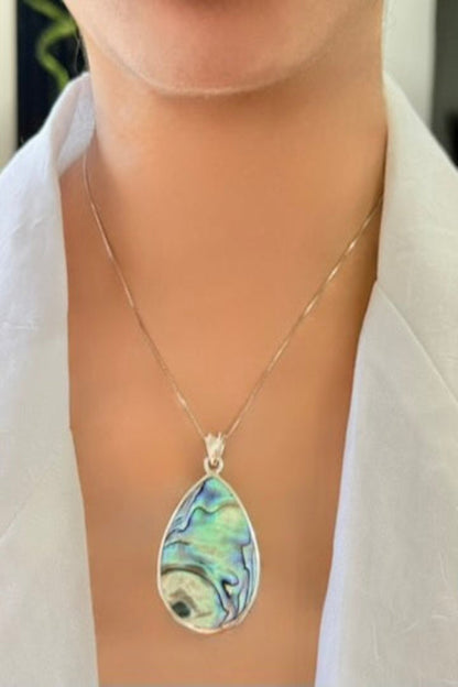 Dual-Sided Ocean Pendant - Abalone & 925 Silver