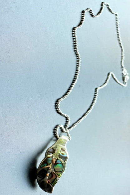Ocean Leaf Pendant & Chain - Abalone & 925 Silver