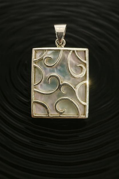 Dual-Sided Rectangle Pendant - Mother of Pearl & 925 Silver