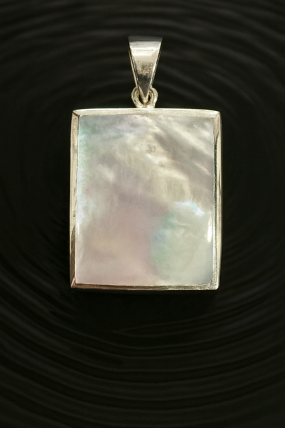 Dual-Sided Rectangle Pendant - Mother of Pearl & 925 Silver