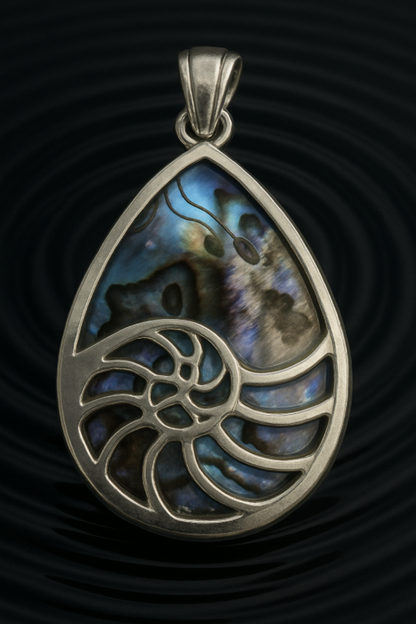 Dual-Sided Ocean Pendant - Abalone & 925 Silver