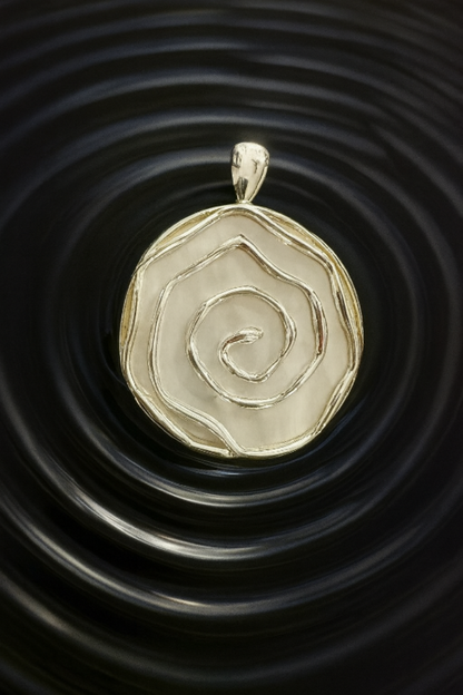 Dual-Sided Swirl Pendant - Mother of Pearl & 925 Silver
