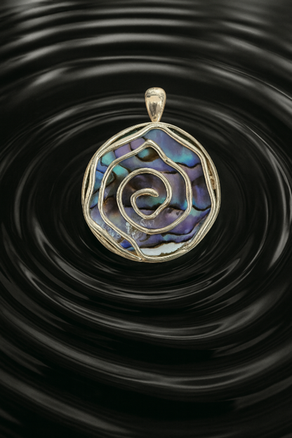 Dual-Sided Swirl Pendant - Abalone & 925 Silver